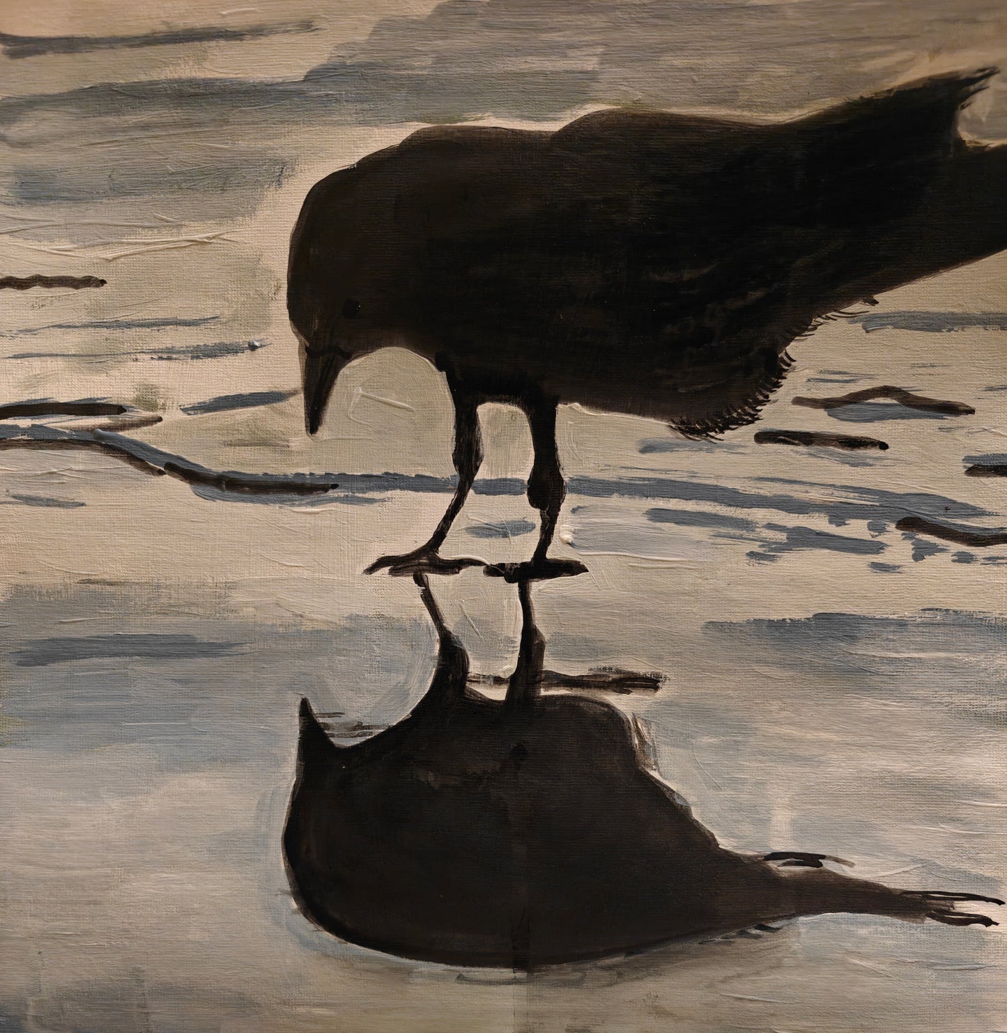 Miss you (Crow on beach)
