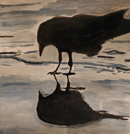 Miss you (Crow on beach)
